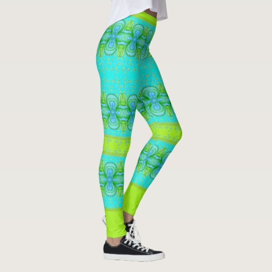 Türkisch und hell Limon Gemustert Leggings (Rechts)