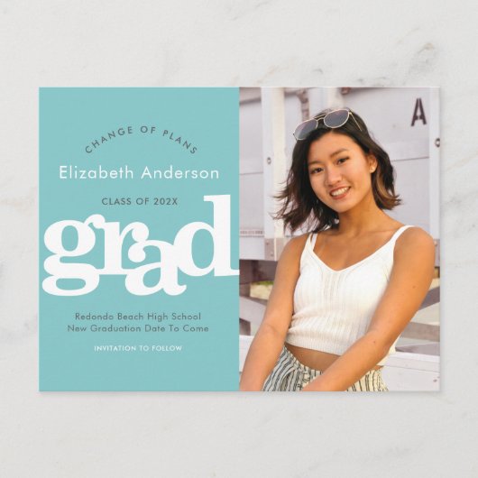 Türkische Änderungspläne Abschluss fett Typografie Einladungspostkarte (Vorderseite)