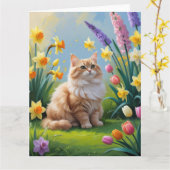 Türkische Angora Katze Frühlingsblumen Malerei Karte (Gelbe Blume)