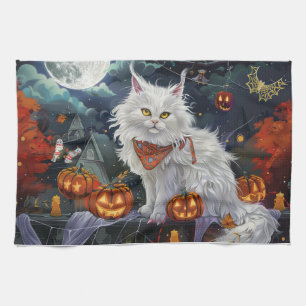 Türkische Angora-Katze Halloween Gruselig Geschirrtuch