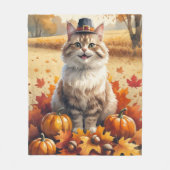 Türkische Angora Katze Herbst Erntedank Art Fleecedecke (Vorderseite)