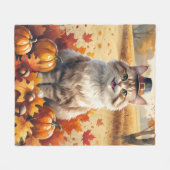 Türkische Angora Katze Herbst Erntedank Art Fleecedecke (Vorderseite (Horizontal))