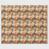 Türkische Angora Katze Herbst Erntedank Art Geschenkpapier (Flach)