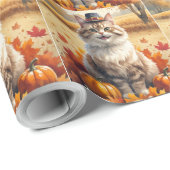 Türkische Angora Katze Herbst Erntedank Art Geschenkpapier (Rolleneckpunkt)