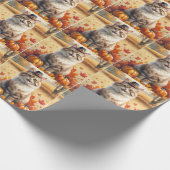 Türkische Angora Katze Herbst Erntedank Art Geschenkpapier (Ecke)