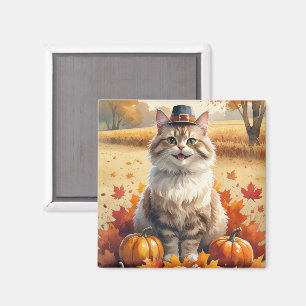 Türkische Angora Katze Herbst Erntedank Art Magnet