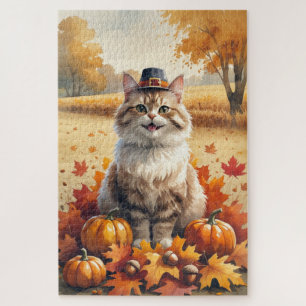 Türkische Angora Katze Herbst Erntedank Art Puzzle