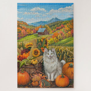Türkische Angora-Katze Herbsternte Erntedankfest Puzzle