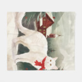Türkische Angora Katze im Schnee Weihnachten Fleecedecke (Vorderseite (Horizontal))