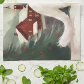 Türkische Angora Katze im Schnee Weihnachten Geschirrtuch (Gefaltet)