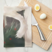 Türkische Angora Katze im Schnee Weihnachten Geschirrtuch (Viertel Falte)