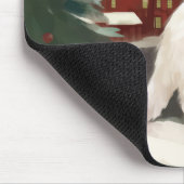 Türkische Angora Katze im Schnee Weihnachten Mousepad (Ecke)