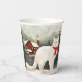 Türkische Angora Katze im Schnee Weihnachten Pappbecher (Rückseite)