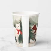 Türkische Angora Katze im Schnee Weihnachten Pappbecher (Rechts)