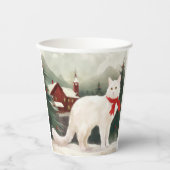 Türkische Angora Katze im Schnee Weihnachten Pappbecher (Vorderseite)