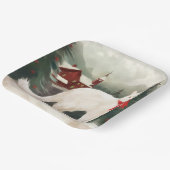 Türkische Angora Katze im Schnee Weihnachten Pappteller (Gewinkelt)