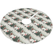 Türkische Angora Katze im Schnee Weihnachten Polyester Weihnachtsbaumdecke (Schrägansicht)