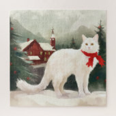 Türkische Angora Katze im Schnee Weihnachten Puzzle (Vertikal)