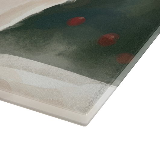 Türkische Angora Katze im Schnee Weihnachten Schneidebrett (Ecke)