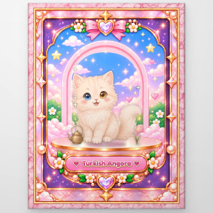 Türkische Angora-Katze, Kawaii-Kunst Postkarte