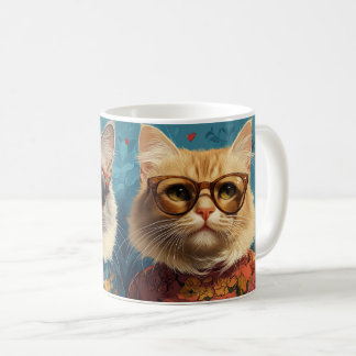 Türkische Angora-Katze mit Herz-Rosen Valentinstag Kaffeetasse