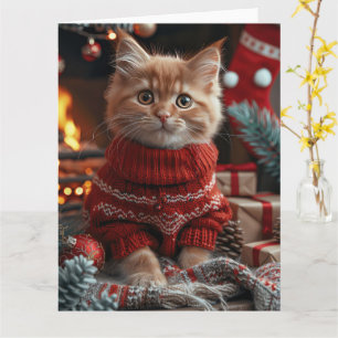 Türkische Angora Katze mit Weihnachtsgeschenken Fe Karte