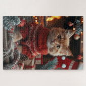 Türkische Angora Katze mit Weihnachtsgeschenken Fe Puzzle (Horizontal)