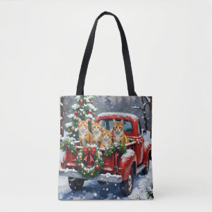 Türkische Angora-Katze Weihnachten Rotes Lastwagen Tasche