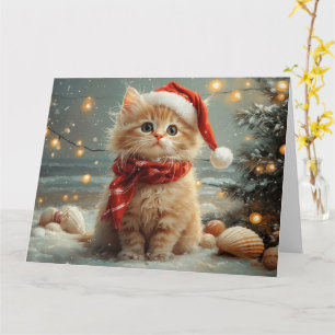 Türkische Angora-Katze Weihnachten Vintage Strand Karte