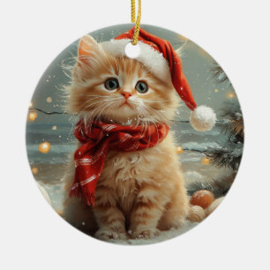 Türkische Angora-Katze Weihnachten Vintage Strand Keramik Ornament