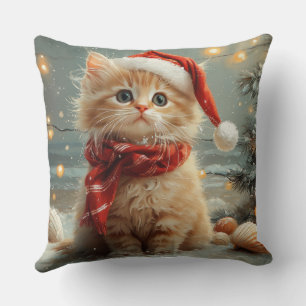 Türkische Angora-Katze Weihnachten Vintage Strand Kissen