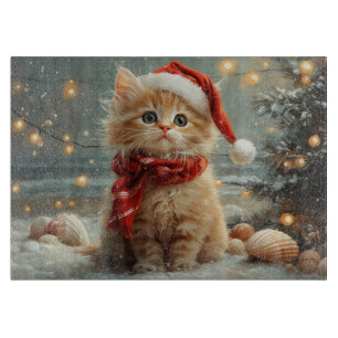 Türkische Angora-Katze Weihnachten Vintage Strand Schneidebrett