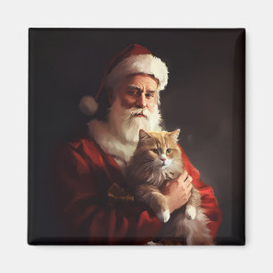 Türkische Angora-Katze Weihnachtsmann Festlich Wei Magnet