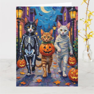 Türkische Angora-Katzen in Halloween-Kostümen Karte