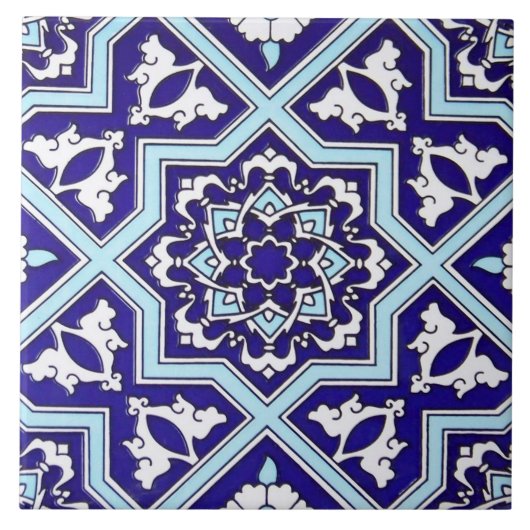 Türkische blaue Entwurfs-Keramik-Foto-Fliese Fliese (Vorderseite)