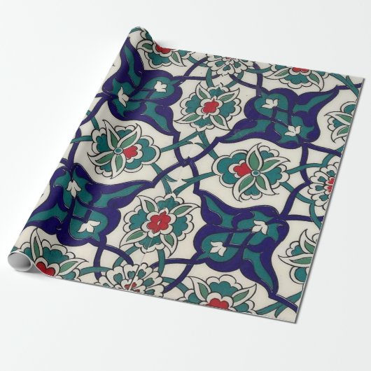Türkische Blaue Keramik Geschenkpapier (Ungerollt)