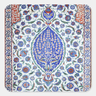 Türkische Blumenfliesen Quadratischer Aufkleber