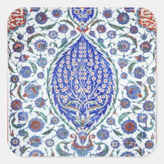 Türkische Blumenfliesen Quadratischer Aufkleber