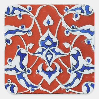 Türkische Blumenfliesen Quadratischer Aufkleber