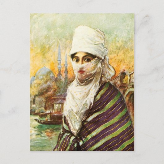 Türkische Dame in traditionellem Kostüm Postkarte (Vorderseite)