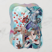 TÜRKISCHE FAIRY TALE Aquamarin Blue Gold Glitzern Einladung (Vorne/Hinten)