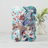 TÜRKISCHE FAIRY TALE Aquamarin Blue Gold Glitzern Einladung (Stehend Vorderseite)