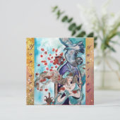 TÜRKISCHE FAIRY TALE, leuchtend rot-blau-gelbes Fu Einladung (Stehend Vorderseite)