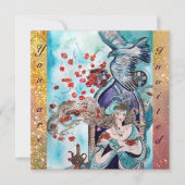 TÜRKISCHE FAIRY TALE, leuchtend rot-blau-gelbes Fu Einladung (Vorderseite)