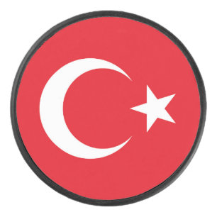 Türkische Flagge Eishockey Puck