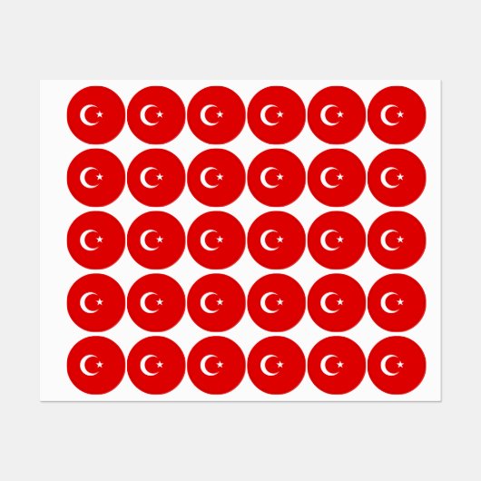 Türkische Flagge Etiketten (Blatt)