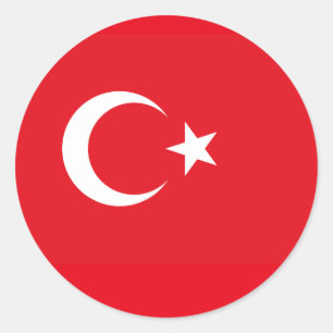 Türkische Flagge, Flagge der Türkei Runder Aufkleber