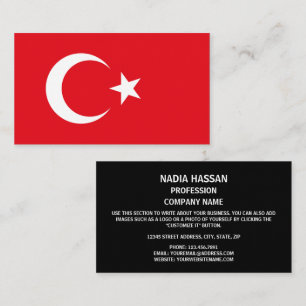 Türkische Flagge, Flagge der Türkei Visitenkarte