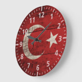 Türkische Flagge für altes Holzkorn Große Wanduhr (Winkel)
