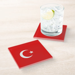 Türkische Flagge Glasuntersetzer